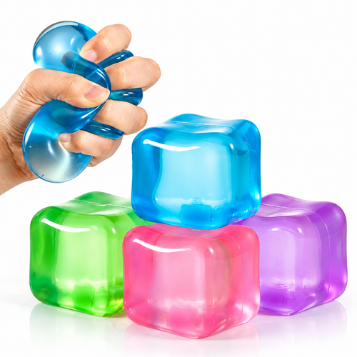 4-Pack Slow-Rising Squishy Cubes – Squeeze, Stack & Stretch