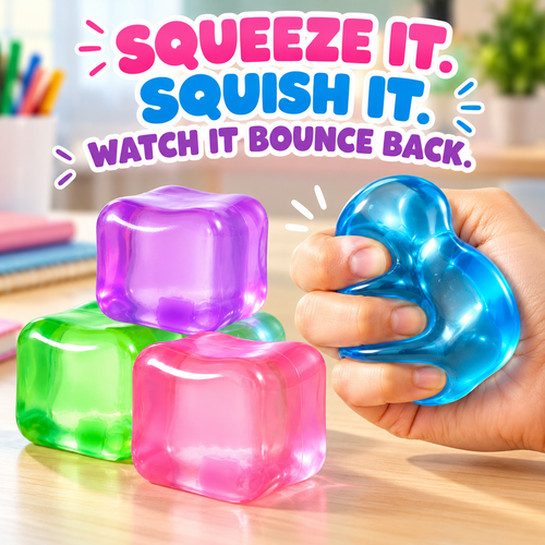 4-Pack Slow-Rising Squishy Cubes – Squeeze, Stack & Stretch