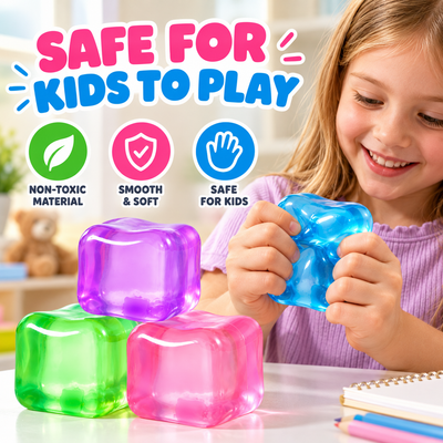 4-Pack Slow-Rising Squishy Cubes – Squeeze, Stack & Stretch