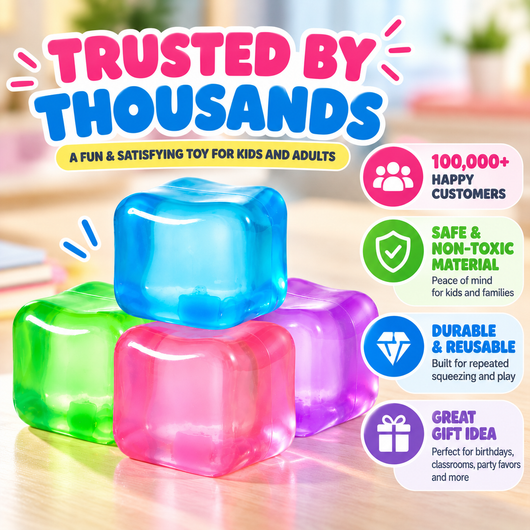 4-Pack Slow-Rising Squishy Cubes – Squeeze, Stack & Stretch