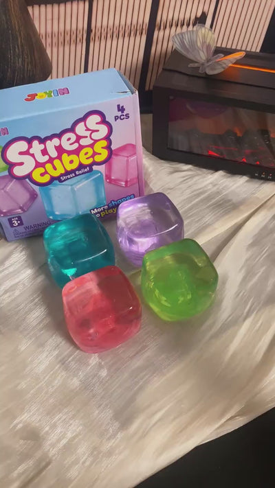 4-Pack Slow-Rising Squishy Cubes – Squeeze, Stack & Stretch